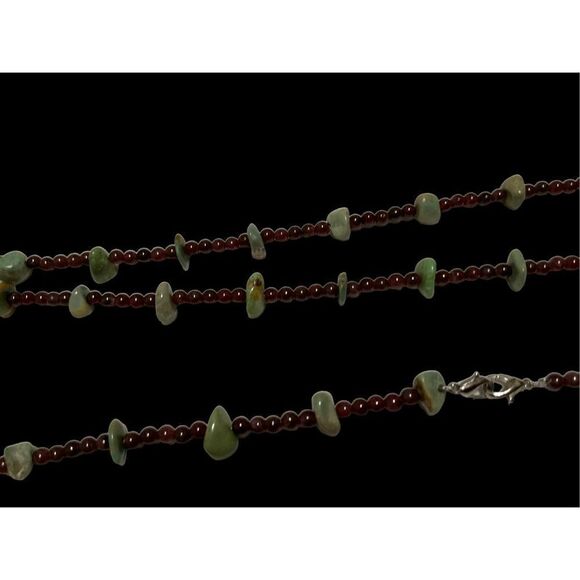 Green Turquoise and Garnet Necklace - Picture 6 of 15